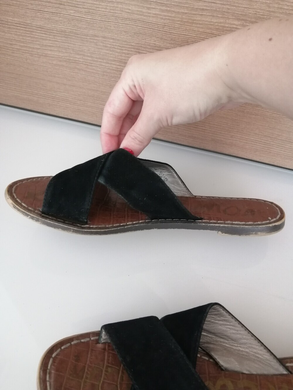 Sam Edelman Gertrude Crisscross Black Suede Slide Sandals Size 8.5 - Picture 10 of 14